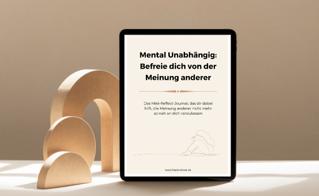 Tablet mit dem Deckblatt von Mental Unabhängig - Befreie dich von der Meinung anderer